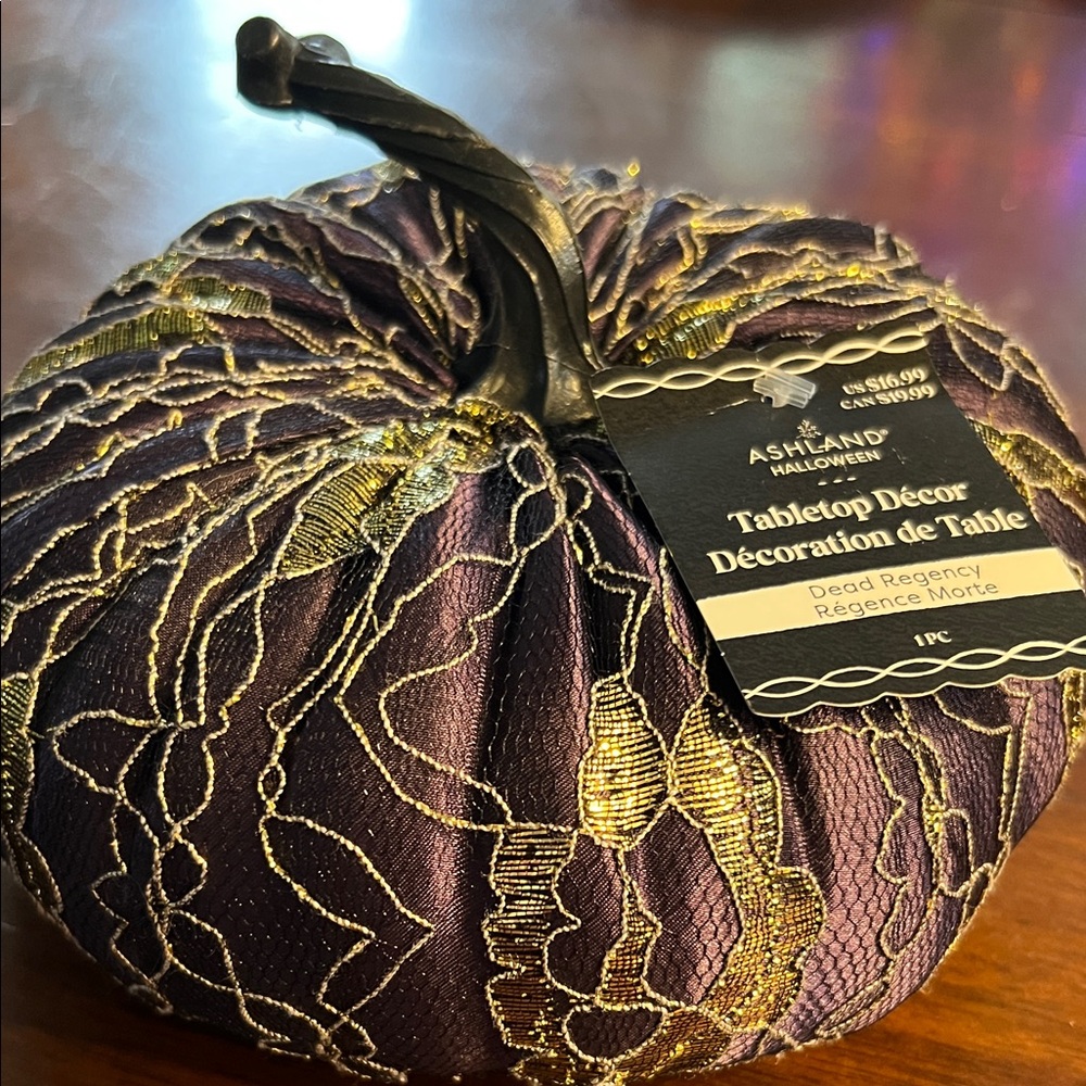 Ashland Purple and Gold Decorative Pumpkin